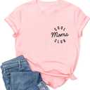 Ykomow Tired Moms Club Shirts Womens Funny Mom Bruh Mothers Day Graphic Tees (Pink, L)