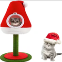 Dansydaisy 36.6 Inch Christmas Cat Tower with Cat Scratching Post and Red House Scratcher Tall Tree Tower Nature Sisal Christmas Hat Scratcher Activity Center Play Condo for Indoor
