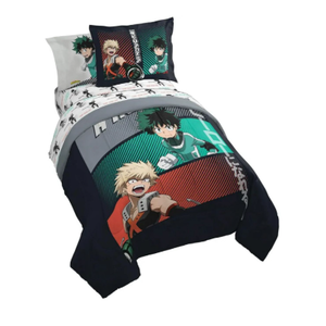 Jay Franco Kids Comforter Set Includes Sheets and Pillow Covers  Soft and Cozy Bed Set for Stylish Room Decor, Black  My Hero Academia, 5 Piece Twin Size Bedding