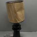 Nourison 22" Black Ceramic and Straw Tiered Table Lamp for Bedroom, Living Room, Console, Entryway
