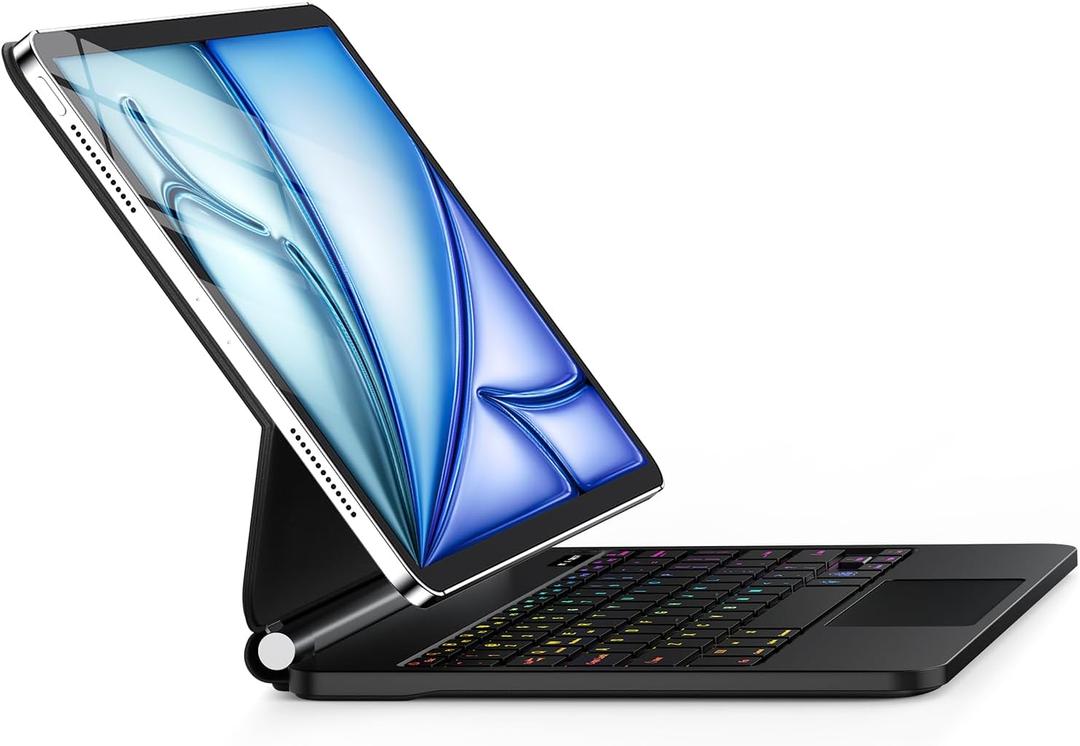 [Upgraded] Keyboard Case for iPad Air 13 inch (M4/2026 /M3 2025/M2, 2024),iPad Pro 12.9 inch (3/4/5/6th Gen)Easy-Set Magnetic Floating Cantilever Stand Backlit Keyboard with Multi-Touch Trackpad