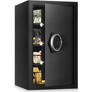 5.1 Cu ft Large Home Safes Fireproof Waterproof, Anti-Theft Digital Security Safe Box With Programmable Keypad & 3 Removable Shelves and Led Light, Fireproof Home Safe for Money Firearm Valuables