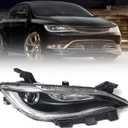 Halogen Headlight Compatible with Chrysler 200/200c 2015 2016 2017 W/LED DRL Headlamp Head Light Chrome Trim 68284784AA 68284783AA Right Passenger Side