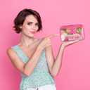 Set of 10 Small Makeup Bag Breast Cancer Awareness Pink Ribbons Cosmetic Bags PVC Waterproof Travel Organizer Toiletry Makeup Pouches Breast Cancer Gifts for Women Nurses(Character Style)