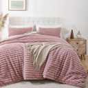 Smoofy Fluffy Twin Comforter Sets 2 Pieces - Old Pink Fleece Fluffy Comforter Set, Luxury Fuzzy Twin Bedding Set, Soft Warm Comforter All Season, Heavy Faux Fur Comforter with Pillow Cases