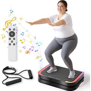 Vibration Plate Machine for Lymphatic Flow & Muscle Recovery, Vibration Fitness Platform with Bluetooth & LED Modes, 440 Lb Capacity & 200 Levels for Home Use
