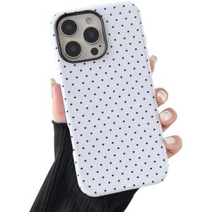 Sayoaho Compatible with iPhone 12 Pro Max Case, Fashion Cute Polka Dot Pattern Aesthetic Design for Women, Soft TPU and Hard Back Shockproof Phone Case for iPhone 12 Pro Max 6.7 inch, White