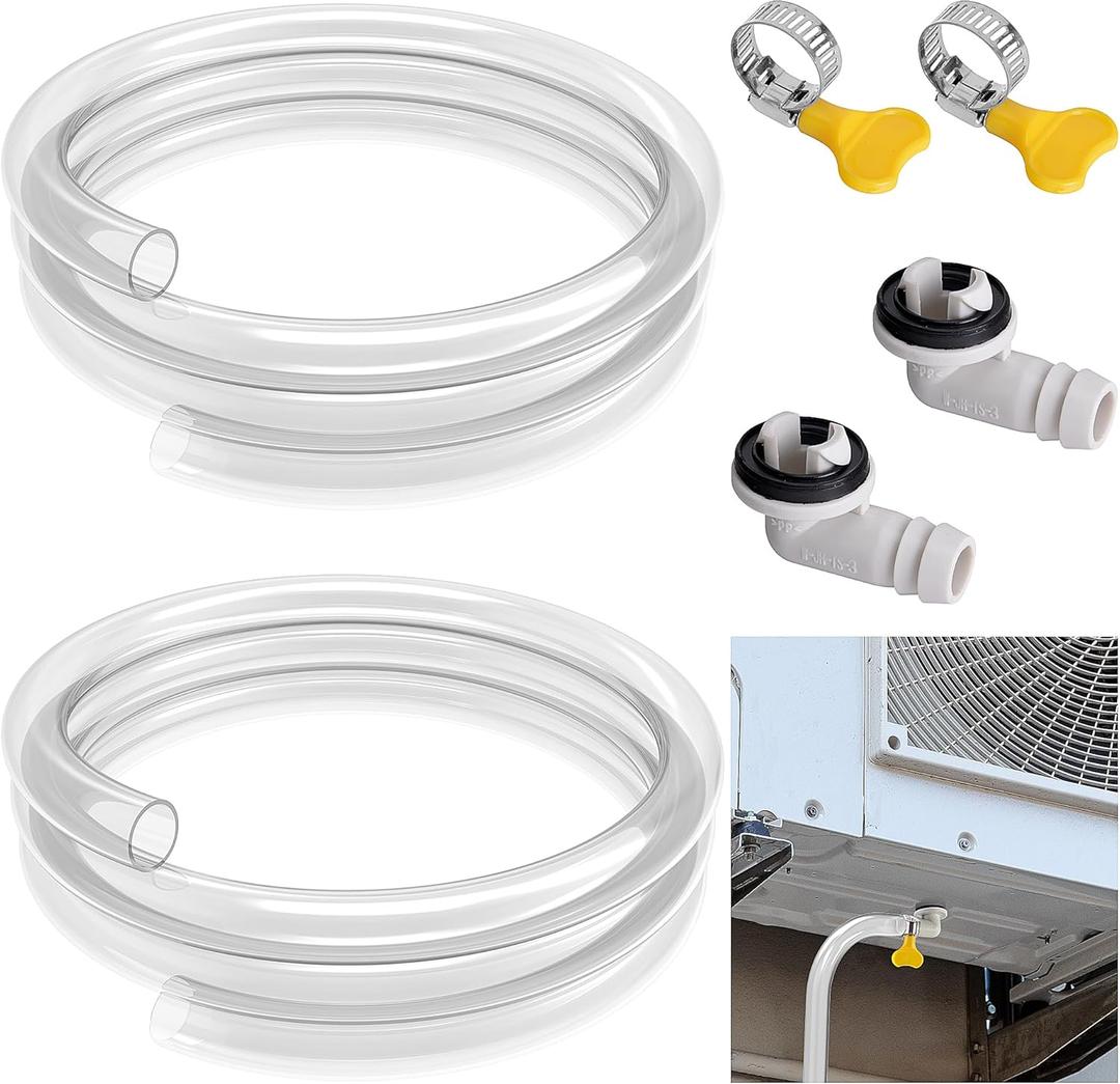 2 Pack Air Conditioner Drain Hose- 3 Ft Portable Leakproof AC Drain Hose Kit- Universal AC Drain Pipe Replacement with 3/5 Inch Hose Connector and Clamp for Window AC Mini Split Unit Parts (Clear)