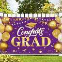 KatchOn, XtraLarge Congrats Grad Banner - 72x44 Inch, Purple And Gold Graduation Backdrop | Grad Banner for Grad Decorations Class of 2025 | Purple and Gold Graduation Decorations 2025