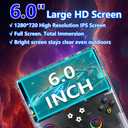 R60MAX Handheld Game Console, 6.0" IPS Screen, Built-in 40000+ Games, 6000mAh Battery, 128GB TF Card Included, Support Search/Save/Load, for Retro Gamers & Adults Gray