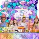 Holkcog 5th Birthday Decoration, 5th Mermaid Birthday Party Decorations, 5 Years Old Mermaid Party Background Banner Balloons Cake Topper Wall Tablecloth, 5 Party Decor Supply for Kids Girls Women