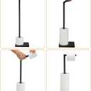 Free Standing Bathroom Toilet Paper Holder Stand with Reserve, Stainless Steel Pedestal Tissue Roll Holder, Black DECLUTTR