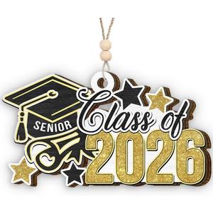 3 x Graduation Gifts for High School Seniors, Unique Senior Class of 2026 Graduation Ornament, Senior 2026 Gifts for Boys Girls Daughter on Christmas, Wood Graduate Cap Christmas Ornament
