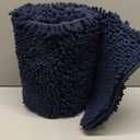 LOCHAS Luxury Bathroom Rug Shaggy Bath Mat 24 x 48 Inch, Washable Non Slip Bath Rugs for Bathroom Shower, Soft Plush Chenille Absorbent Carpets Mats, Navy