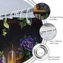 Gothic Skull Shower Curtain Vintage Withcy Spooky Retro Wizard Magic Bookshelf Purple Floral Unique Green Plant Mysterious Bathroom Decor Polyester Curtains with Hooks,70Wx70L