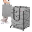 CleverMade Flex Frame Rolling Laundry Hamper with Wheels, 98L, Charcoal