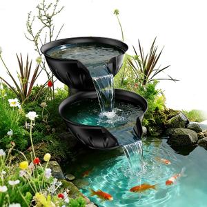 POPOSOAP Spillway Bowl and Basin Fountain Kit, Spillway Bowl Fountain with Pond Pump for Formal Waterfall Spillways, Water Gardens Basin Kit For Indoor/Outdoor DIY Water Feature Pond Garden-P721