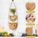 Lawei 3 Tier Hanging Fruit Basket, Wall Hanging Vegetable Fruit Baskets Cotton Woven Storage Baskets for Organizing, BOHO Wall Basket Decor, Over the Door Organizer for Kitchen, Bedroom, Bathroom