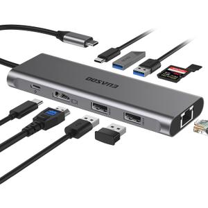 USB C Hub, EUASOO USB C Adapter, 10in1 Mulitiport Adapter Dongle 1000M RJ45 Ethernet, 4K HDMI, USB 3.0 Ports, 100W PD Charging Port, Compatible for MacBook Pro, Chromebook, XPS and USB C Laptop