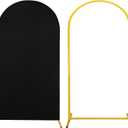 Metal Arch Stand and Cover Set,1 Black Spandex Fitted Backdrop with 1 Gold Wedding Arched Stand Frame for Parties Birthday Baby Shower Bridal Banquet Decoration (6.6FT)