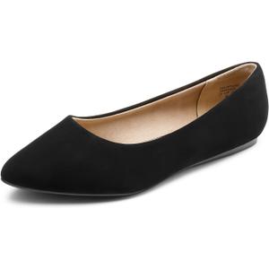 DREAM PAIRS Women's Dress Pointed Toe Flats Ballet Comfort Soft Slip On Casual Flat Shoes for Work Office Business (8.5, Black-Nubuck)