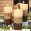 3x6 Pillar Candles Vanilla Cupcake Scented Immeiscent Aromatherapy Candles 60+ Hours Burn Long Lasting, Mottled Layered Candles for Home Scented SPA Restaurant Set of 3