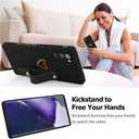 Fiyart Designed for Samsung Galaxy Note 20 Case with Phone Stand Holder Cute Love Hearts Protective Camera Protection Cover with Wrist Strap for Women Girls for Galaxy Note 20 6.7"-Black