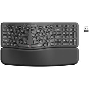 E-YOOSO Ergonomic Wireless Keyboard, Computer Keyboard with Detachable Wrist Rest, Split Design, Multimedia Hotkeys, 2.4GHz Ergo Cordless Keyboard for Laptop, PC, Mac, Windows