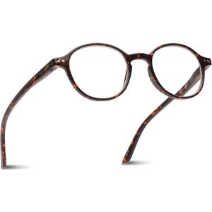 2SeeLife Small Round Reading Glasses for Men & Women  Narrow-Medium Fit, Sturdy Frame, Spring Hinges, Premium Retro Readers, Brown Tortoise, +2.75