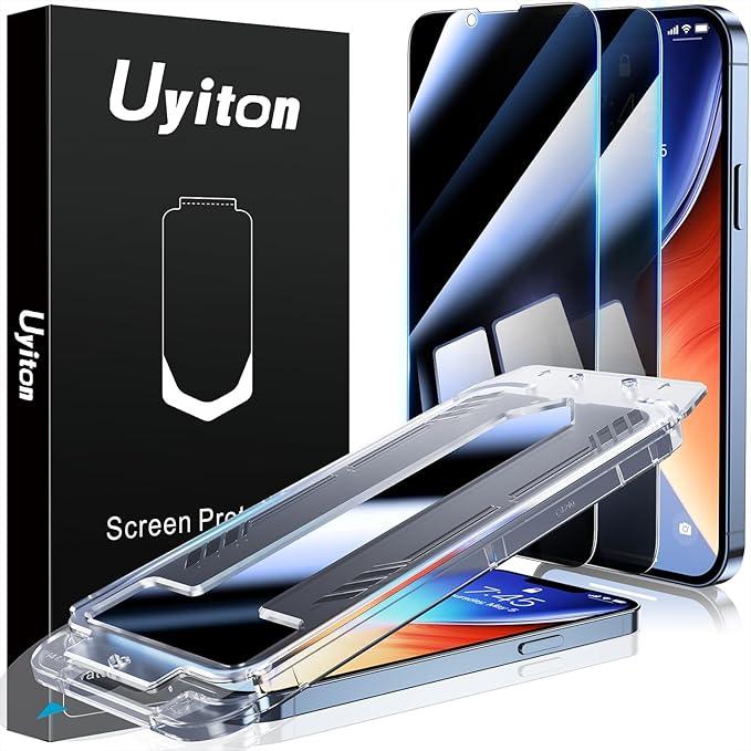 Uyiton for iPhone 13 Pro Max/14 Plus Privacy Screen Protector UnBreakGlass, 28Â°AntiSpy [Easy to Install] [Zero Bubble] Shatterproof Full Coverage Scratch Resistance 9H Private Tempered Glass, 1 Pack