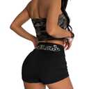 MakeMeChic Women's Summer Y2K Micro Mini Shorts Rhinestone Ruched Party Shorts Club Outfits Black Small (Black, S)