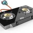 Outdoor & Indoor Portable Propane Stove, Single & Double Burners with Gas Premium Hose for Backyard Kitchen, Camping Grill, Hiking Cooking, Outdoor Recreation (RQ62-LARGE,2Burners)