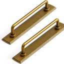 Set of 2, 5 Inches Center to Center SleekTouch Antique Brass Cabinet Pulls with Backplate - Vintage Handles for Kitchen Bathroom Drawers Zinc Alloy Made Hardware