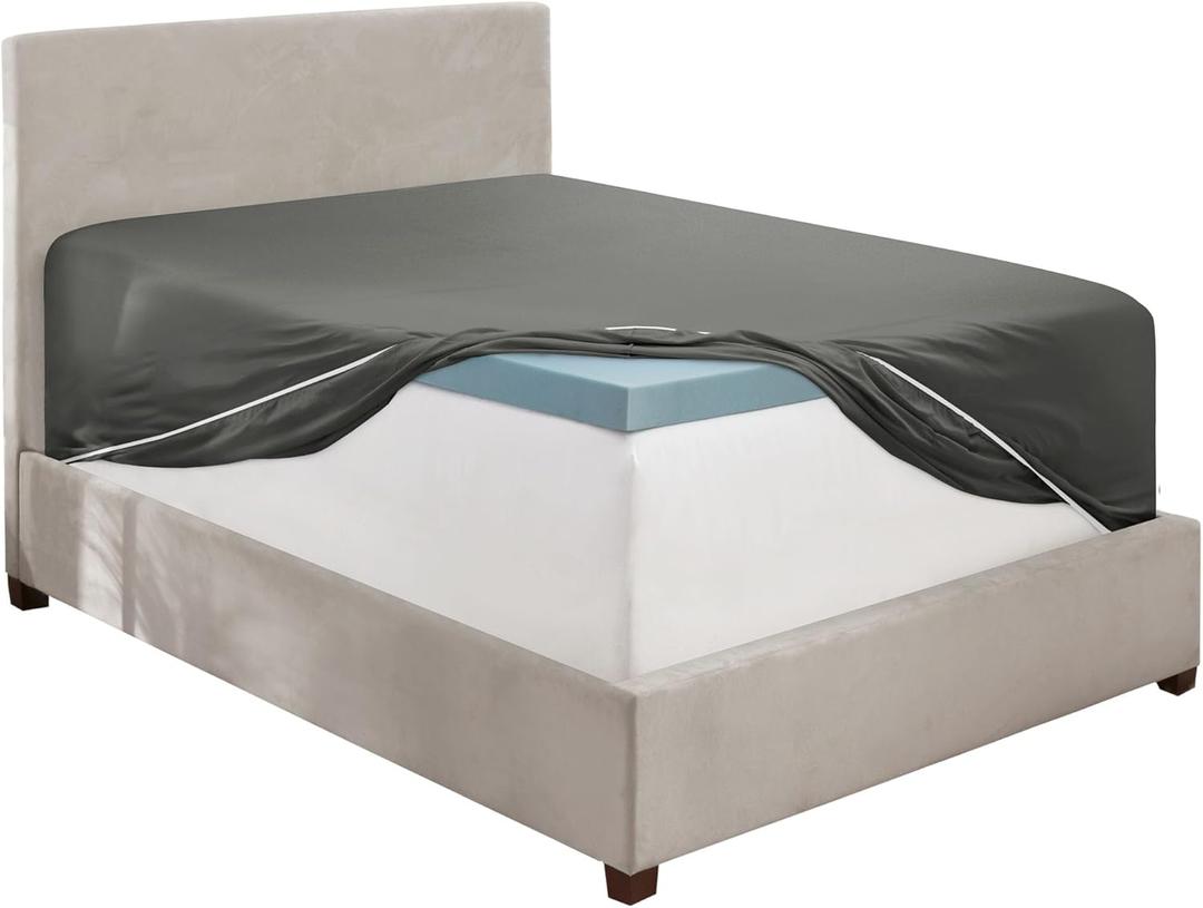 Hearth & Harbor Extra Deep Pocket Full Fitted Sheet, Grey Full Size Sheet, 1800 Microfiber Sheet, Ultra Soft Full Bed Sheet Fits up to 24 Inch Mattress (08 - Charcoal Grey)