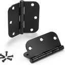 KNOBWELL 3 Pack Matte Black Door Hinges No Squeak 3.5" x 3.5" Heavy Duty Door Hinge with Black Finish, Interior Door Hinges, 5/8" Radius Corners