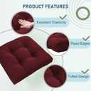 downluxe Outdoor Chair Cushions Set of 4 for Patio Furniture, Water Resistant Tufted Overstuffed Patio Furniture Cushions, Thick Outdoor Seat Cushion, 19" X 19" X 5", Burgundy
