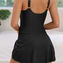 Aidonger One Piece Swim Dress Swimsuits for Women Tummy Control Swimdress Skirt Bathing Suit (Black, L)