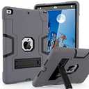 Cantis Case for ipad 9th Generation/ iPad 8th Generation/ iPad 7th Generation, Slim Heavy Duty Shockproof Rugged Protective Case with Built-in Stand for iPad 10.2 inch 2021/ 2020/ 2019, Grey+Black