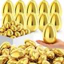 Skirfy 24PCS Golden Easter Eggs, Empty 3.15" Golden Eggs Bulk Fillable for Easter Hunt Party Favor Basket Stuffers Filler Classroom Prize Supplies Decor