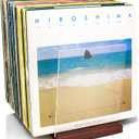 Premium Vinyl Record Storage - a Mid-Century Style Record Holder for Albums, 60-70 LP Capacity - Complements Any Record Player (Brown)