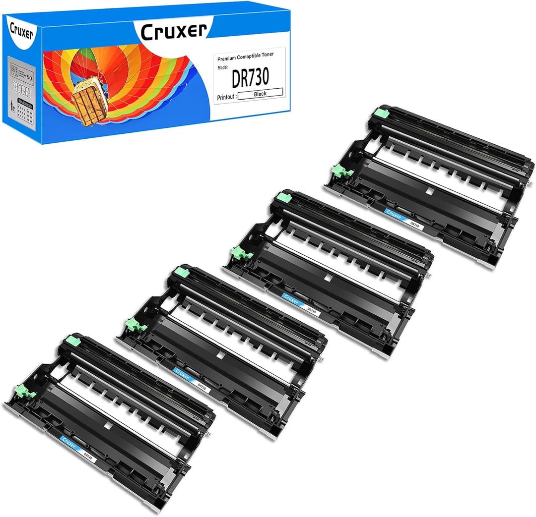 Cruxer 4-Pack Compatible Drum Unit Replacement for DR730 DR-730 DR 730 Used for MFC-L2710DW DCP-L2550DW HL-L2350DW HL-L2390DW MFC-L2750DW HL-L2395DW Printer