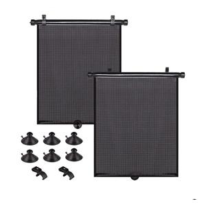 2 Pack Retractable Car Shades For Side Windows - Window Sun Shade for Car with Strong Suction Cups, Roller Sunshade Blocks Heat UV Rays and Glare for Baby Kids Pets Passengers (M: 17.1"x19.6")