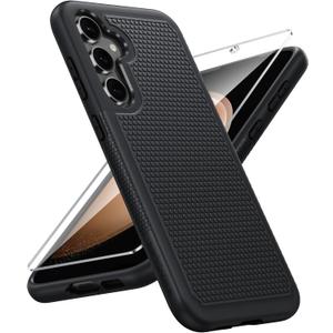 FNTCASE for Samsung Galaxy S23-FE Case: Dual Layer Protective Heavy Duty Cell Phone Cover Rugged Full Body Drop Protection Military Grade Shockproof Phone Case (Black Matte)