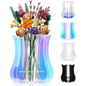 Vase for Lego Flowers Bouquet Upgraded, Acrylic Display Holder Compatible with Lego Botanical Collections Roses Sunflowers, for Lego Flower Building Set Lovers, Holographic