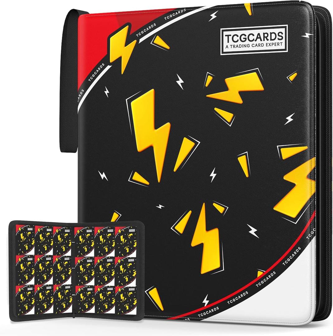 Trading Card Binder 9 Pocket,Card Binder 900 Pockets,Card Book Holder Cards with 50 Removable Sleeves,3-Ring Zip Design MTG/TCG/Sport Collectible Trading Card Albums Gifts for Boys and Girls (Black) (Large)