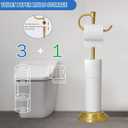 RUMOSE Toilet Paper Holder Stand for Floor, Brushed Nickel Adjustable (12.4" to 22.8") Bathroom Toilet Tissue Holder, Free Standing Toilet Paper Roll Holder with Storage, Stainless Steel