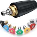 Mudder 4000 Psi Pressure Washer Rotating Turbo Nozzle 4.0 Gpm Quick Connector Turbo Nozzle with 7 Pieces Spray Tips Kit Multiple Degrees, Black