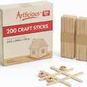 Artlicious 200 Pcs Wooden Craft Sticks  Food-Grade Popsicle Sticks for Crafts & ice Cream Sticks  Wooden Sticks for Crafts, Wood Craft Sticks, Popsicle Sticks Bulk (Natural, 4" x 0.5" x 4.5")
