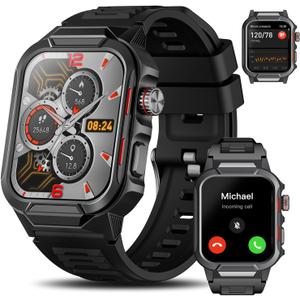 Smart Watches for Men (Answer/Make Calls), 1.96" Fitness Smart Watch with Heart Rate/Blood Oxygen/Sleep Monitor/100+ Sport Modes, 3ATM Waterproof Smartwatch Mens Watches for Android and iPhone (Black)
