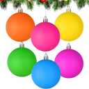 6 PCS 3.15 Inch Large Neon Color Christmas Ball Ornaments Living Room Garden, Shatterproof Christmas Tree Ornament Set Large Ball Pendant for Xmas Party Supplies